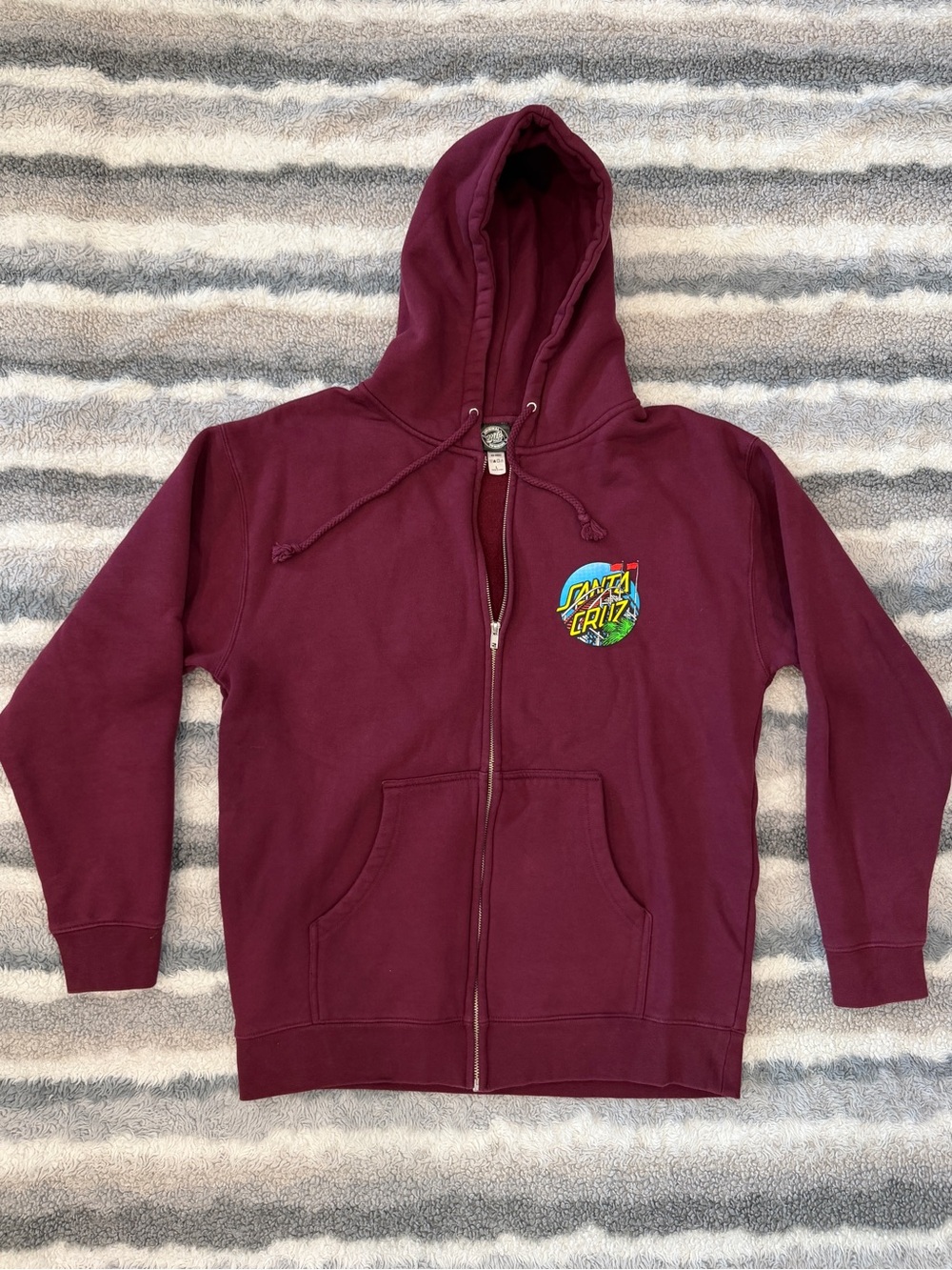 Santa Cruz Rollercoaster Dot Zip-Up Hoodie Maroon Large
